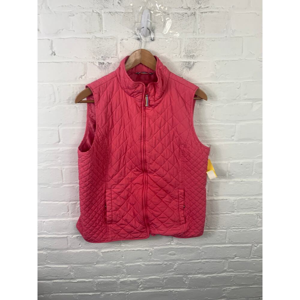 Talbots Women's Full Zipper Quilted Vest Coral Size Large Petite